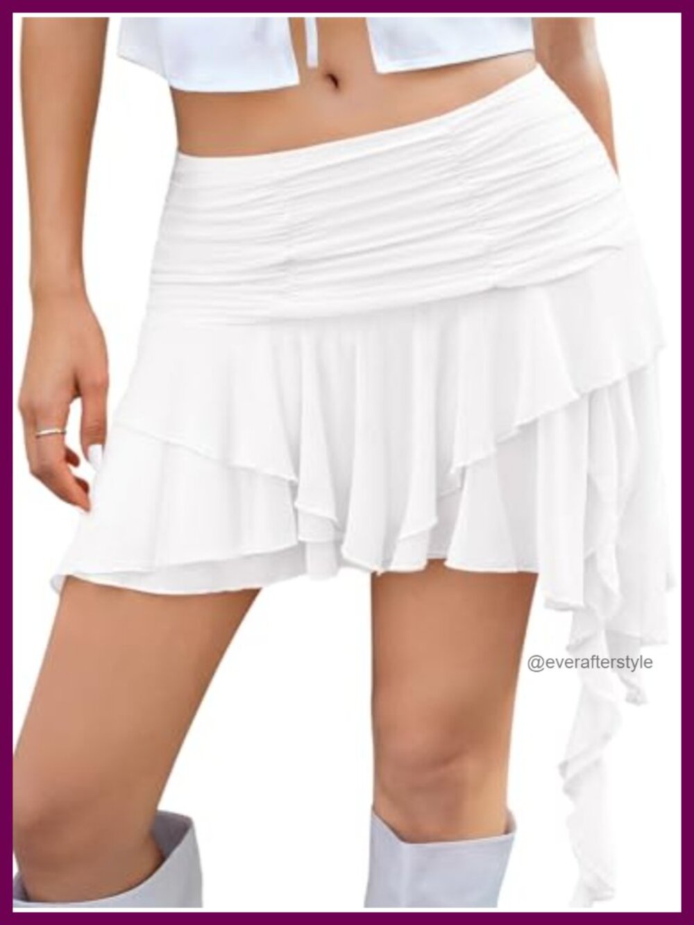 Women's Flowy Mesh Ruffled Mini Skirt Asymmetrical Low Rise Y2K